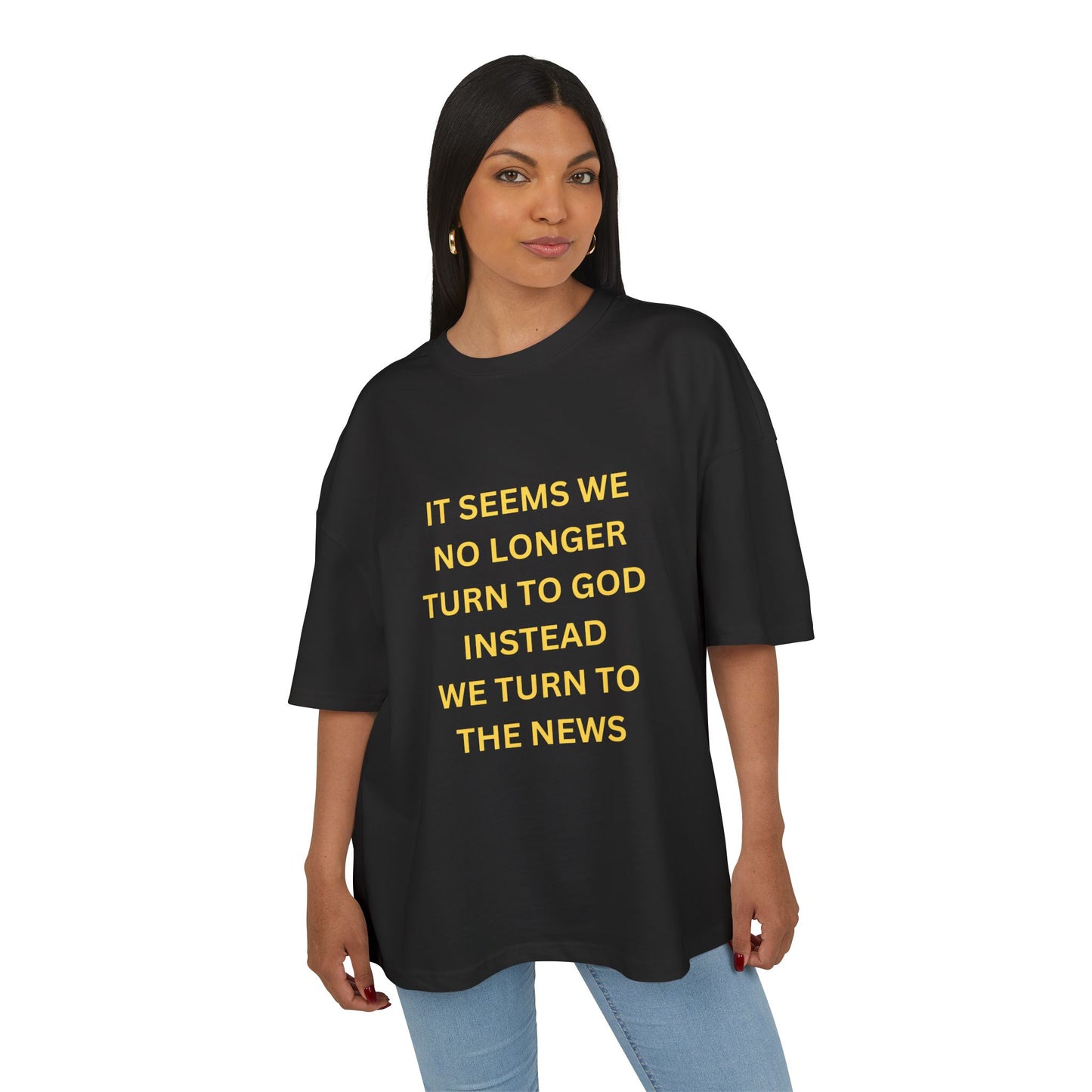Inspirational Unisex Box Tee - Turn to God, Not the News